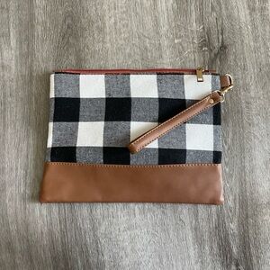 Small Checkered Black & White Buffalo Plaid Clutch